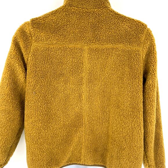 L.L. Bean Sherpa Fleece Stand Collar Antique Gold Snap Front Cozy Jacket Size 1X - Picture 6 of 13